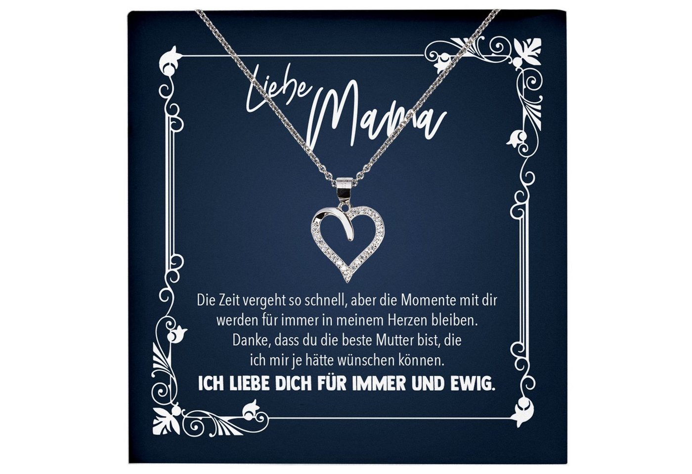 22Feels Schmuckset Mama Geschenk Muttertag Geburtstag Frauen Schmuck Herz Halskette Karte, Echt-Silber 925/000, Karte Made In Germany von 22Feels