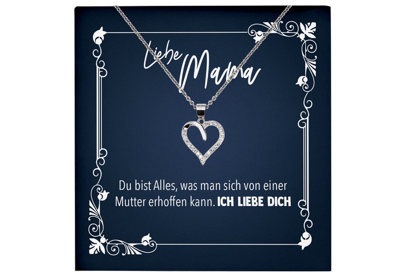 22Feels Schmuckset Mama Geschenk Muttertag Geburtstag Frauen Schmuck Herz Halskette Karte, Echt-Silber 925/000, Karte Made In Germany von 22Feels