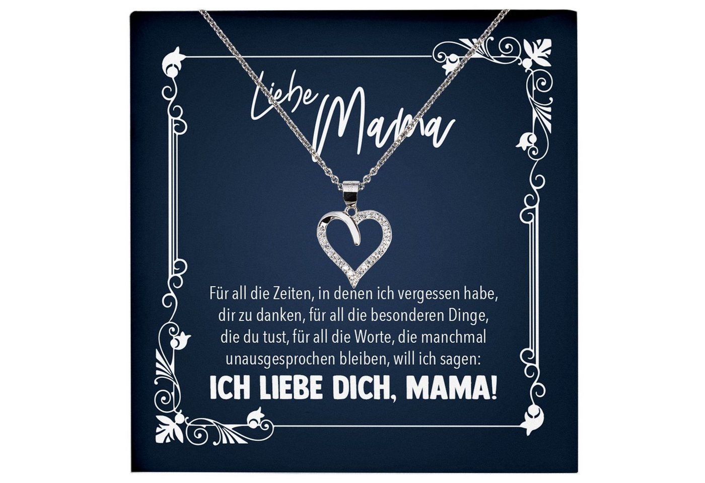 22Feels Schmuckset Mama Geschenk Muttertag Geburtstag Frauen Schmuck Herz Halskette Karte, Echt-Silber 925/000, Karte Made In Germany von 22Feels