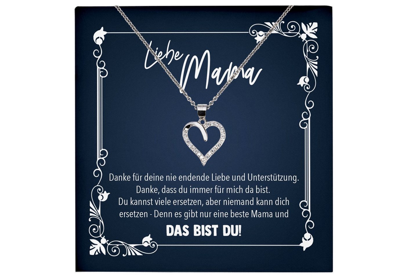 22Feels Schmuckset Mama Geschenk Muttertag Geburtstag Frauen Schmuck Herz Halskette Karte, Echt-Silber 925/000, Karte Made In Germany von 22Feels