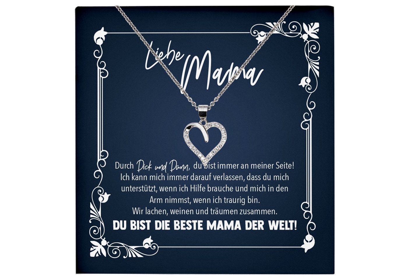 22Feels Schmuckset Mama Geschenk Muttertag Geburtstag Frauen Schmuck Herz Halskette Karte, Echt-Silber 925/000, Karte Made In Germany von 22Feels