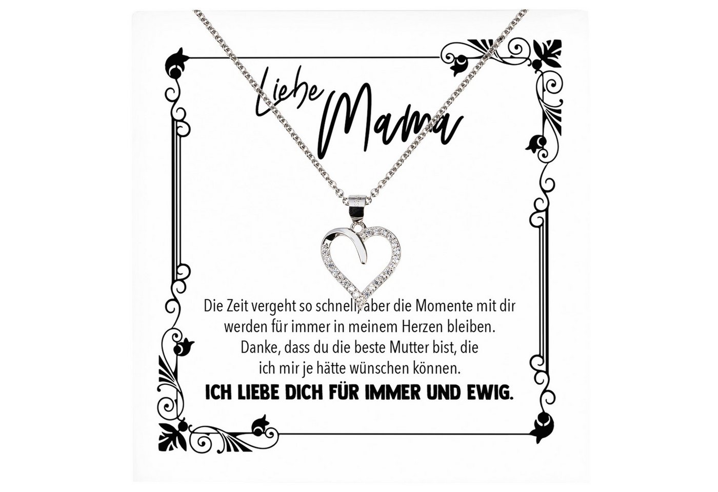 22Feels Schmuckset Mama Geschenk Muttertag Geburtstag Frauen Schmuck Herz Halskette Karte, Echt-Silber 925/000, Karte Made In Germany von 22Feels