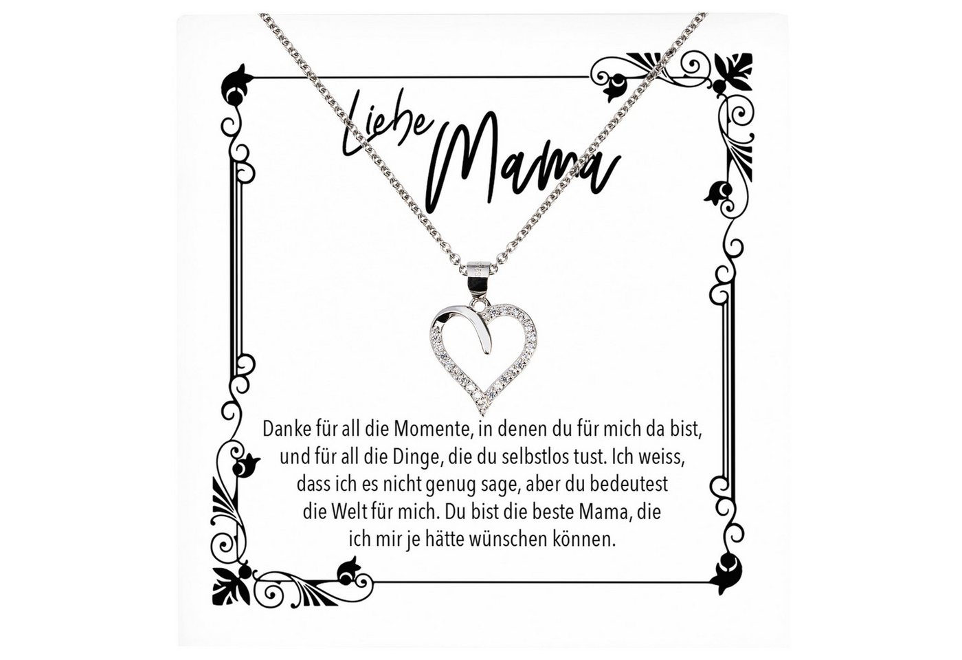 22Feels Schmuckset Mama Geschenk Muttertag Geburtstag Frauen Schmuck Herz Halskette Karte, Echt-Silber 925/000, Karte Made In Germany von 22Feels