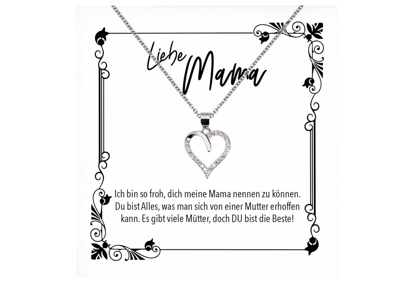 22Feels Schmuckset Mama Geschenk Muttertag Geburtstag Frauen Schmuck Herz Halskette Karte, Echt-Silber 925/000, Karte Made In Germany von 22Feels