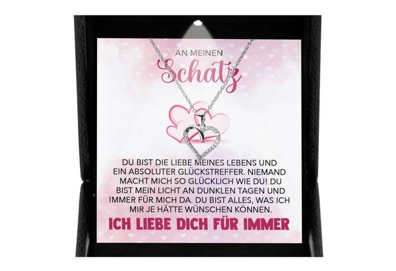 22Feels Schmuckset Mein Schatz Ich Liebe Dich Kette Frauen Geschenk Herz Halskette Damen (inkl. Geschenktasche, Karte, Poliertuch, Beutel), Premium Licht Etui, Silber 925/000, Karte Made In Germany von 22Feels