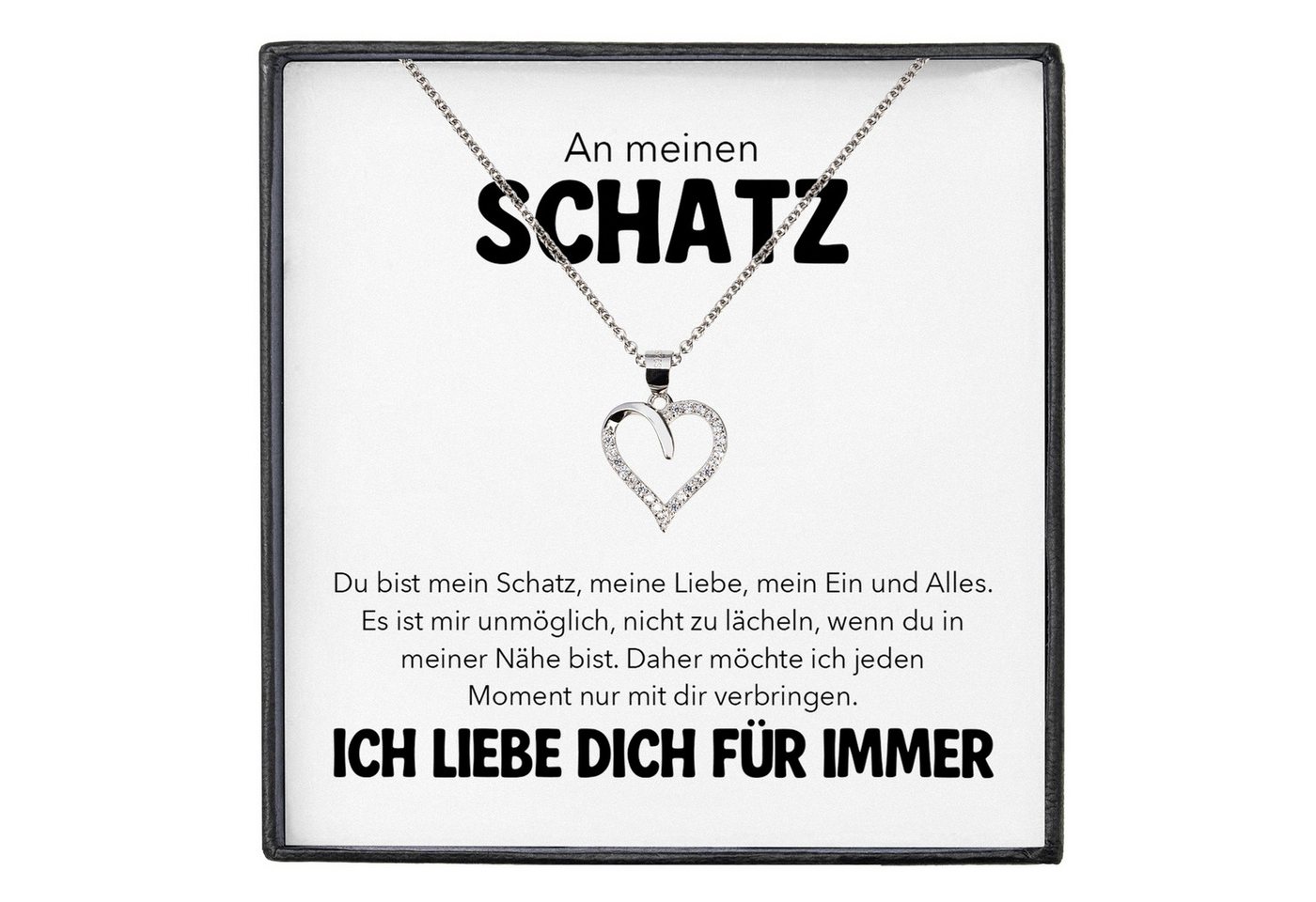 22Feels Schmuckset Mein Schatz Ich Liebe Dich Kette Frauen Geschenk Herz Halskette Damen (inkl. Geschenktasche, Karte, Poliertuch, Beutel), Silber 925/000, Karte Made In Germany von 22Feels