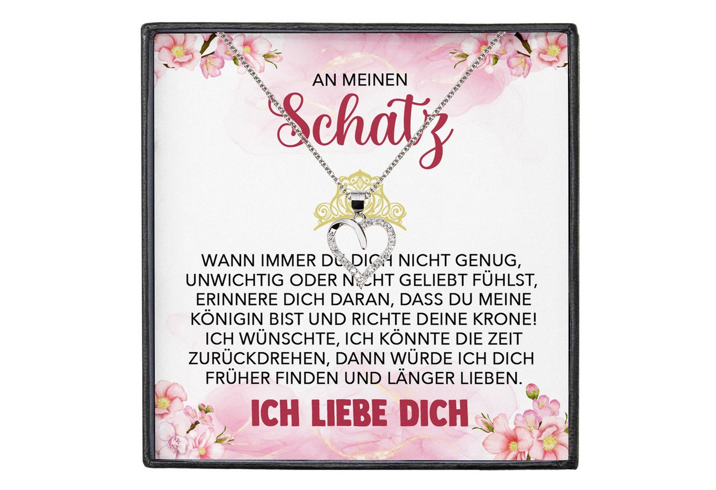 22Feels Schmuckset Mein Schatz Ich Liebe Dich Kette Frauen Geschenk Herz Halskette Damen (inkl. Geschenktasche, Karte, Poliertuch, Beutel), Silber 925/000, Karte Made In Germany von 22Feels