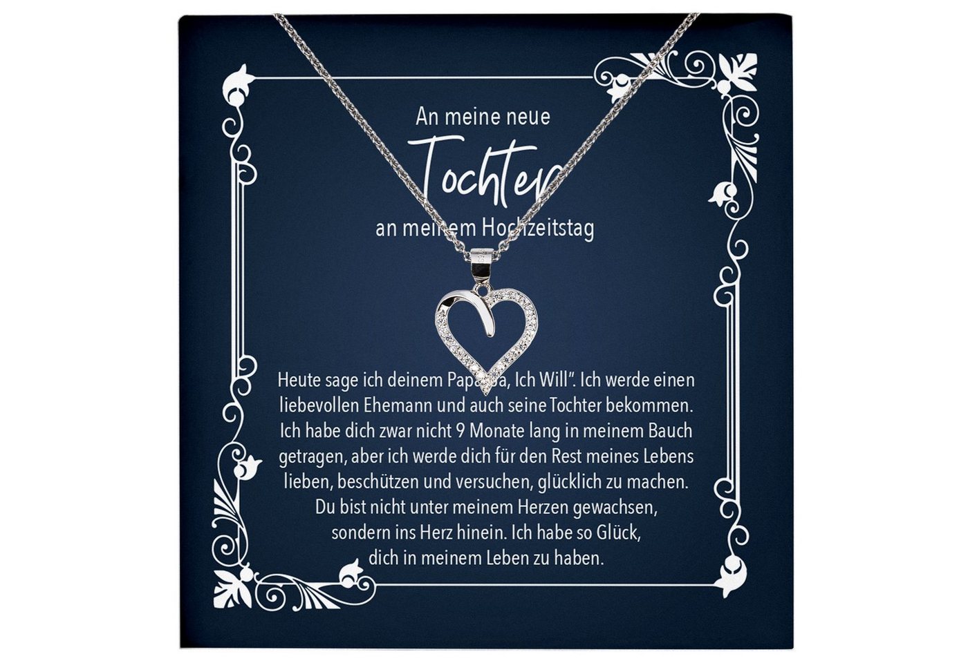 22Feels Schmuckset Neue Stieftochter Geschenk zur Hochzeit der Stiefmutter Herz Halskette, Echt-Silber 925/000, Karte Made In Germany von 22Feels