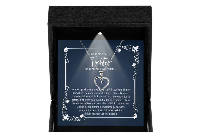 22Feels Schmuckset Neue Stieftochter Geschenk zur Hochzeit der Stiefmutter Herz Halskette (Geschenkset), Silber 925/000, Geschenkset Made In Germany, Premium Licht Etui von 22Feels