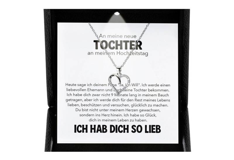 22Feels Schmuckset Neue Stieftochter Geschenk zur Hochzeit der Stiefmutter Herz Halskette (inkl. Geschenktasche, Karte, Poliertuch, Beutel), Premium Licht Etui, Silber 925/000, Karte Made In Germany von 22Feels