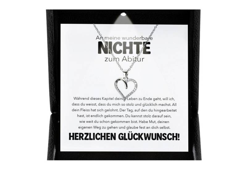 22Feels Schmuckset Nichte Abitur Geschenk Mädchen Kette Herz Collier Damen Abifeier (inkl. Geschenktasche, Karte, Poliertuch, Beutel), Premium Licht Etui, Silber 925/000, Karte Made In Germany von 22Feels