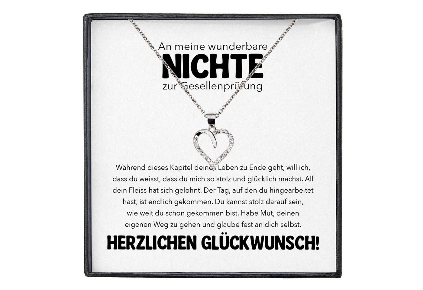22Feels Schmuckset Nichte Abschlussprüfung Geschenk Gesellenprüfung Frauen Halskette (inkl. Geschenktasche, Karte, Poliertuch, Beutel), Silber 925/000, Karte Made In Germany von 22Feels
