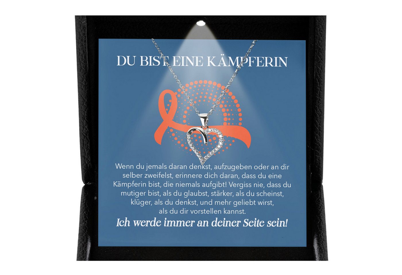 22Feels Schmuckset Nierenkrebs Patientin Geschenk Therapie Herz Halskette (inkl. Geschenktasche, Karte, Poliertuch, Beutel), Premium Licht Etui, Silber 925/000, Karte Made In Germany von 22Feels