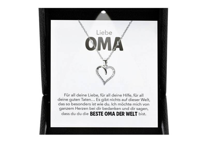22Feels Schmuckset Oma Geschenk Frauen Herz Halskette Damen Collier Grosseltern (inkl. Geschenktasche, Karte, Poliertuch, Beutel), Premium Licht Etui, Silber 925/000, Karte Made In Germany von 22Feels