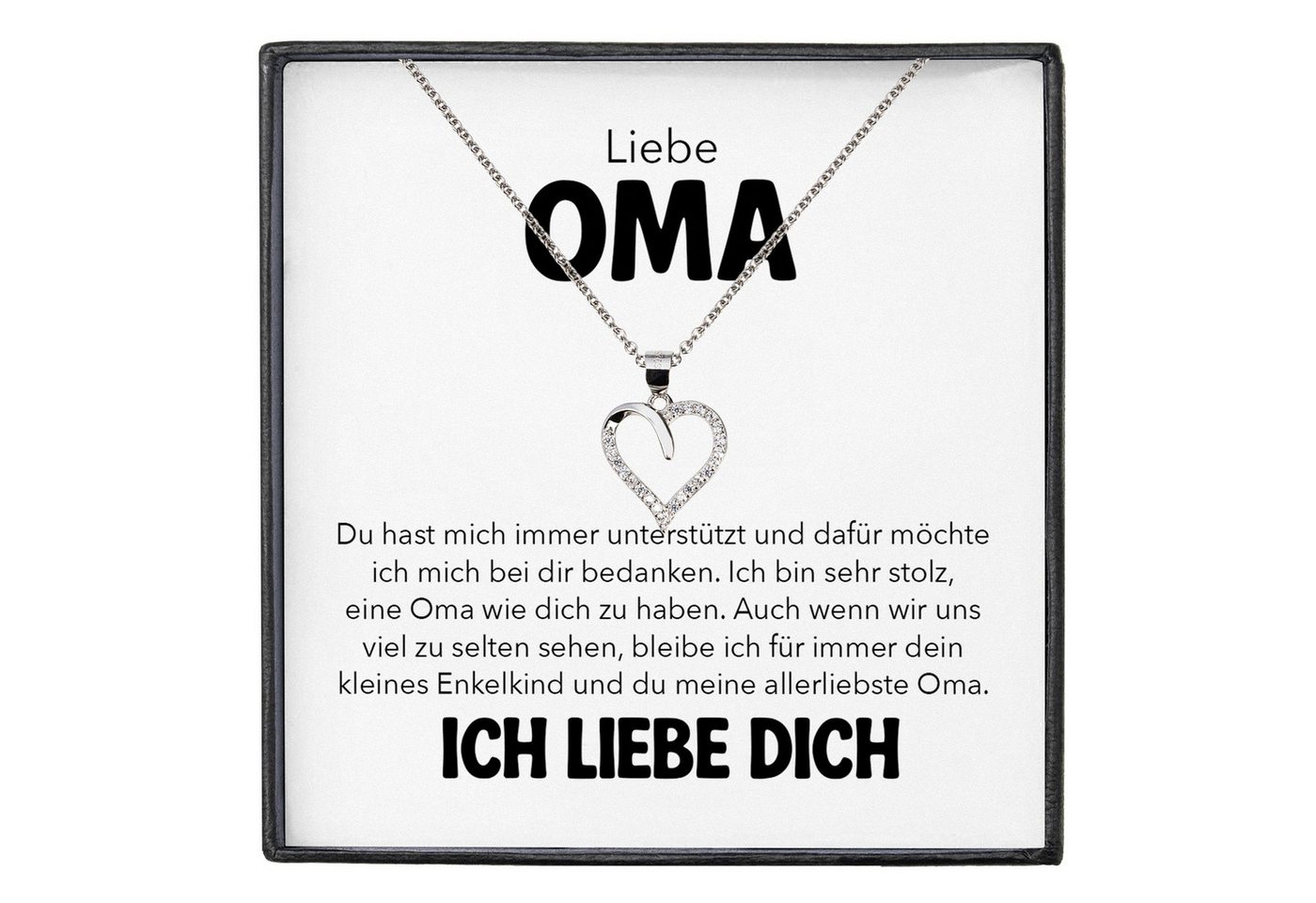 22Feels Schmuckset Oma Geschenk Frauen Herz Halskette Damen Collier Grosseltern (inkl. Geschenktasche, Karte, Poliertuch, Beutel), Silber 925/000, Karte Made In Germany von 22Feels