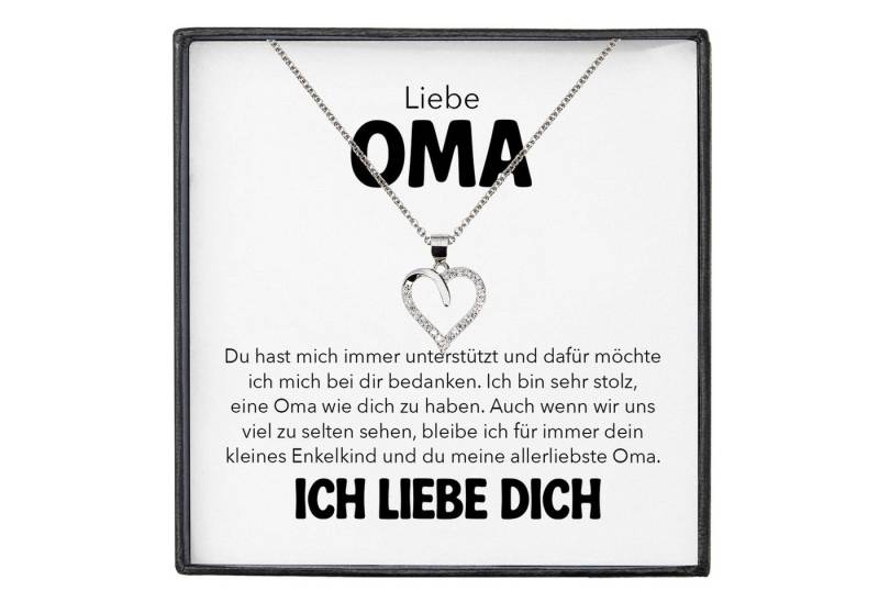 22Feels Schmuckset Oma Geschenk Frauen Herz Halskette Damen Collier Grosseltern (inkl. Geschenktasche, Karte, Poliertuch, Beutel), Silber 925/000, Karte Made In Germany von 22Feels