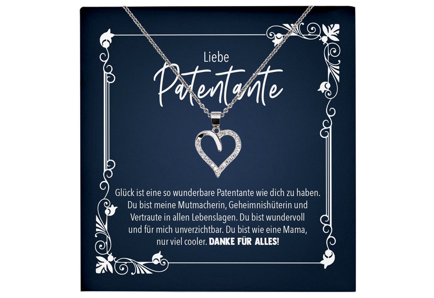 22Feels Schmuckset Patentante Geschenk Patin Frauen Schmuck Herz Halskette Karte, Echt-Silber 925/000, Karte Made In Germany von 22Feels