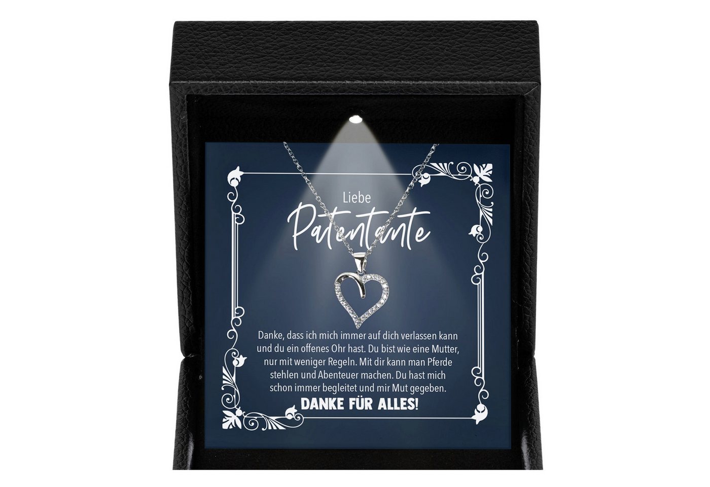 22Feels Schmuckset Patentante Geschenk Patin Frauen Schmuck Herz Halskette Karte (Geschenkset), Silber 925/000, Geschenkset Made In Germany, Premium Licht Etui von 22Feels
