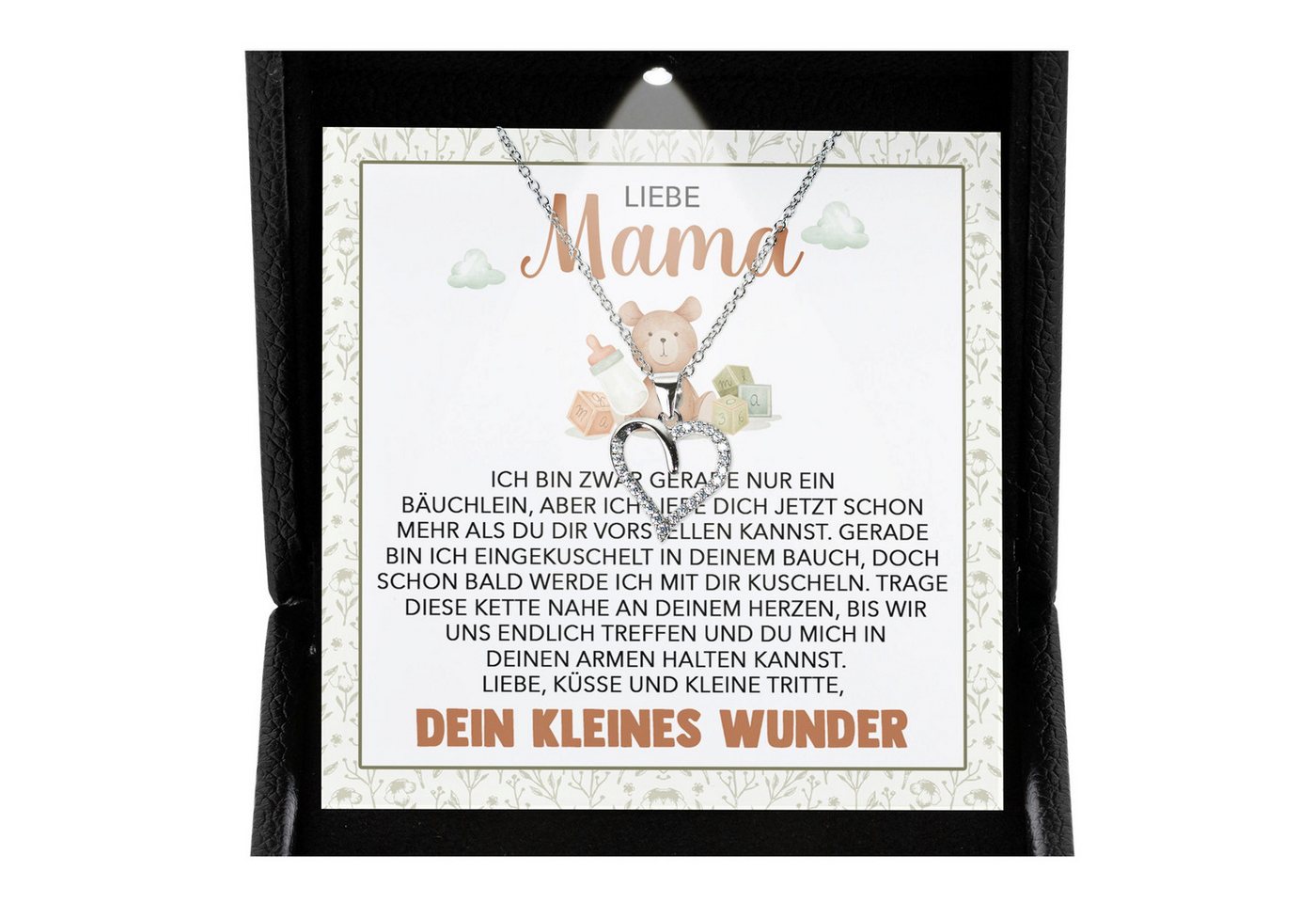 22Feels Schmuckset Schwangerschaft Geschenk Liebe Mama Mom To Be Babyparty Babyshower (inkl. Geschenktasche, Karte, Poliertuch, Beutel), Premium Licht Etui, Silber 925/000, Karte Made In Germany von 22Feels