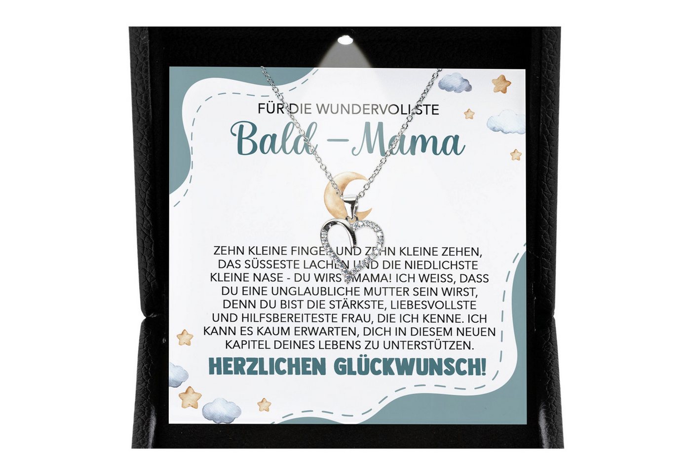 22Feels Schmuckset Schwangerschaft Geschenk Werdende Mama Mom To Be Babyparty Babyshower (inkl. Geschenktasche, Karte, Poliertuch, Beutel), Premium Licht Etui, Silber 925/000, Karte Made In Germany von 22Feels