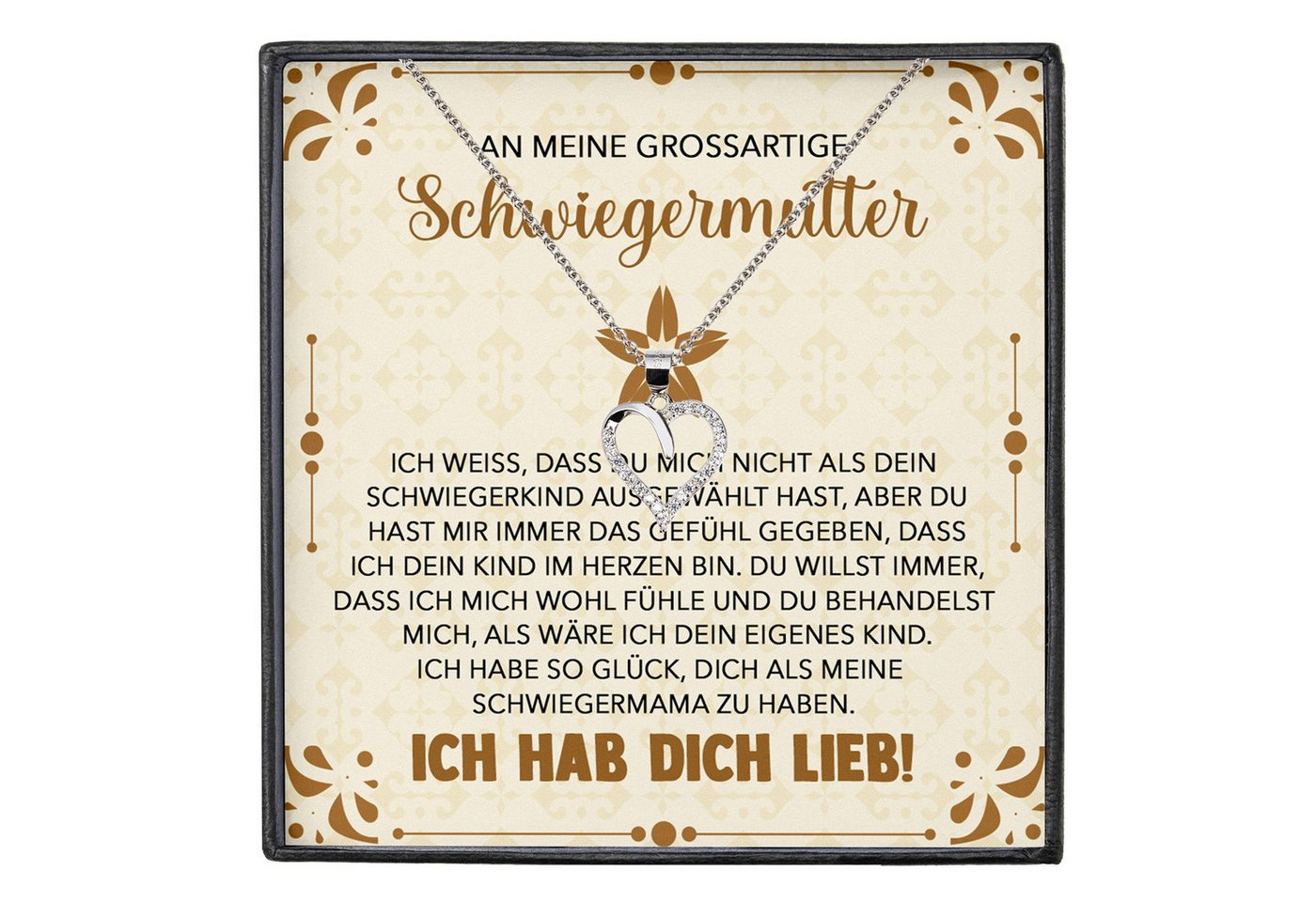 22Feels Schmuckset Schwiegermama Geschenk Damen Herz Halskette Frauen Hochzeit Eltern (inkl. Geschenktasche, Karte, Poliertuch, Beutel), Silber 925/000, Karte Made In Germany von 22Feels