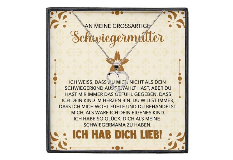 22Feels Schmuckset Schwiegermama Geschenk Damen Herz Halskette Frauen Hochzeit Eltern (inkl. Geschenktasche, Karte, Poliertuch, Beutel), Silber 925/000, Karte Made In Germany von 22Feels