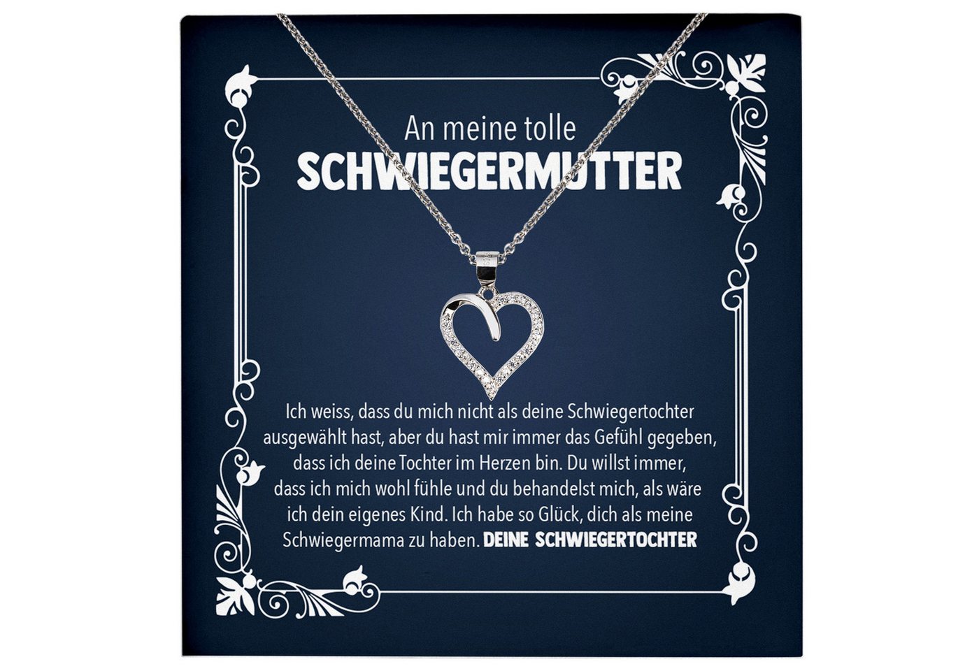 22Feels Schmuckset Schwiegermutter Geschenk v. Schwiegertochter Herz Halskette Frauen, Echt-Silber 925/000, Karte Made In Germany von 22Feels