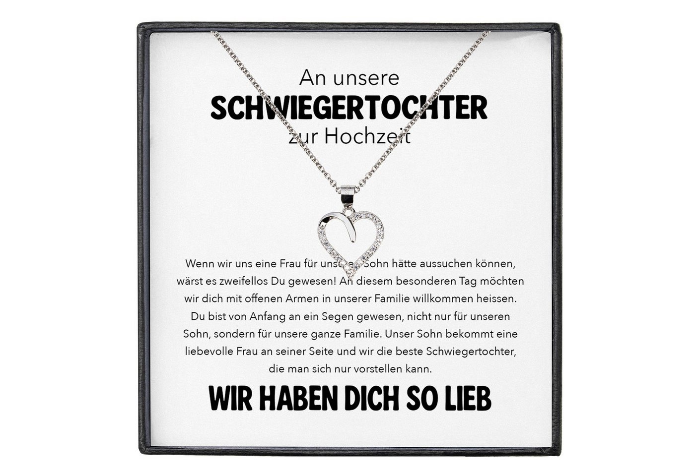 22Feels Schmuckset Schwiegertochter Geschenk Hochzeit Damen Collier Frauen Herz Halskette (inkl. Geschenktasche, Karte, Poliertuch, Beutel), Silber 925/000, Karte Made In Germany von 22Feels