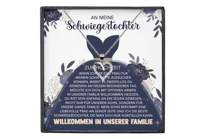 22Feels Schmuckset Schwiegertochter Geschenk Hochzeit Damen Collier Frauen Herz Halskette (inkl. Geschenktasche, Karte, Poliertuch, Beutel), Silber 925/000, Karte Made In Germany von 22Feels