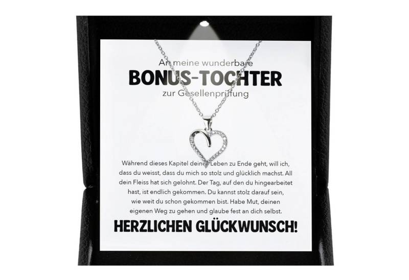 22Feels Schmuckset Stieftochter Geschenk Bonus-Tochter Mädchen Herz Halskette Frauen (inkl. Geschenktasche, Karte, Poliertuch, Beutel), Premium Licht Etui, Silber 925/000, Karte Made In Germany von 22Feels