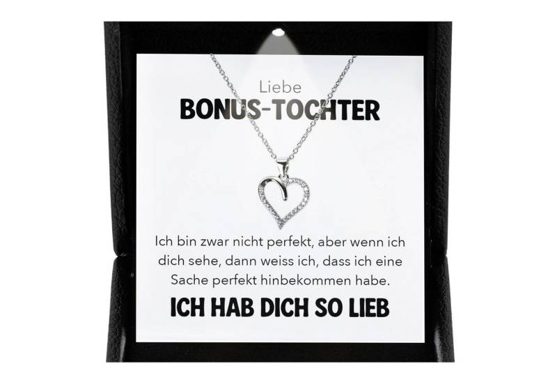 22Feels Schmuckset Stieftochter Geschenk Bonus-Tochter Mädchen Herz Halskette Frauen (inkl. Geschenktasche, Karte, Poliertuch, Beutel), Premium Licht Etui, Silber 925/000, Karte Made In Germany von 22Feels
