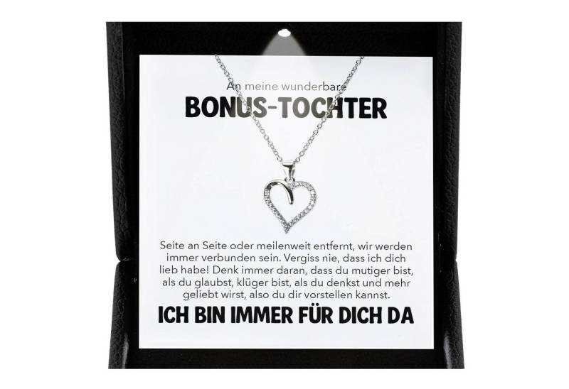 22Feels Schmuckset Stieftochter Geschenk Bonus-Tochter Mädchen Herz Halskette Frauen (inkl. Geschenktasche, Karte, Poliertuch, Beutel), Premium Licht Etui, Silber 925/000, Karte Made In Germany von 22Feels