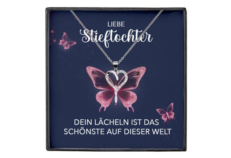 22Feels Schmuckset Stieftochter Geschenk Bonus-Tochter Mädchen Herz Halskette Frauen (inkl. Geschenktasche, Karte, Poliertuch, Beutel), Silber 925/000, Karte Made In Germany von 22Feels