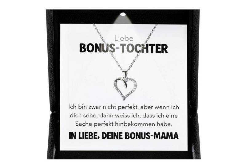 22Feels Schmuckset Stieftochter Geschenk von Stiefmama Bonus-Tochter Herz Halskette (inkl. Geschenktasche, Karte, Poliertuch, Beutel), Premium Licht Etui, Silber 925/000, Karte Made In Germany von 22Feels