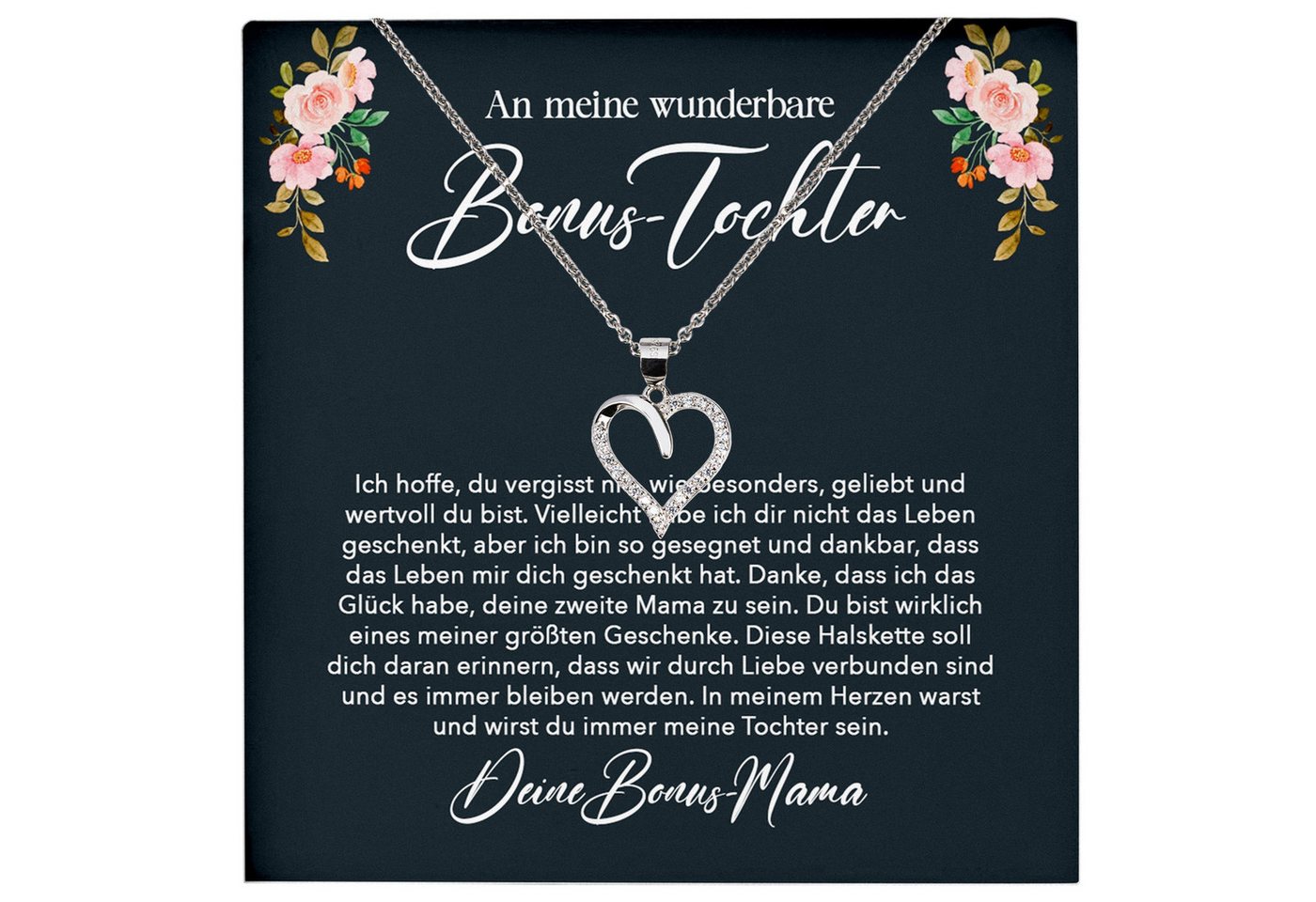 22Feels Schmuckset Stieftochter Geschenk von Stiefmama Schmuck Mädchen Halskette Frauen (inkl. Geschenktasche, Karte, Poliertuch, Beutel), Echt-Silber 925/000, Karte Made In Germany von 22Feels