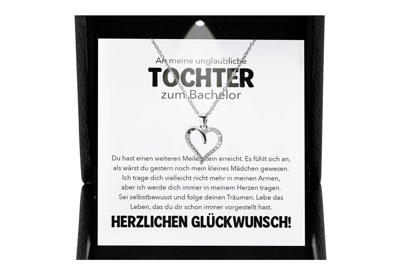 22Feels Schmuckset Stieftochter Geschenk zum Bachelor Hochschulabschluss Absolventenfeier (inkl. Geschenktasche, Karte, Poliertuch, Beutel), Premium Licht Etui, Silber 925/000, Karte Made In Germany von 22Feels