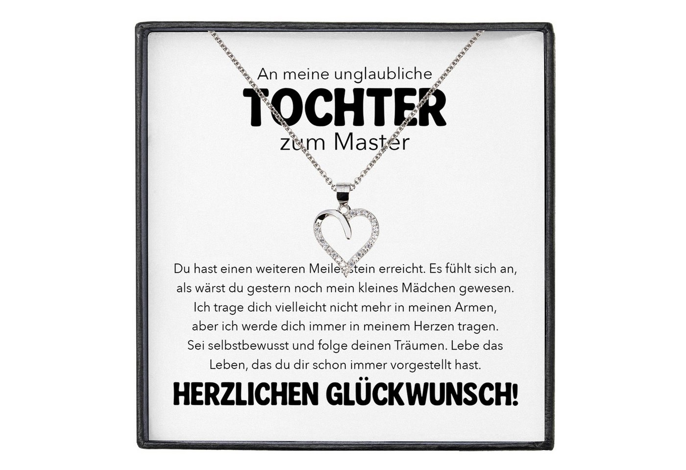 22Feels Schmuckset Stieftochter Geschenk zum Master Hochschulabschluss Absolventenfeier (inkl. Geschenktasche, Karte, Poliertuch, Beutel), Silber 925/000, Karte Made In Germany von 22Feels