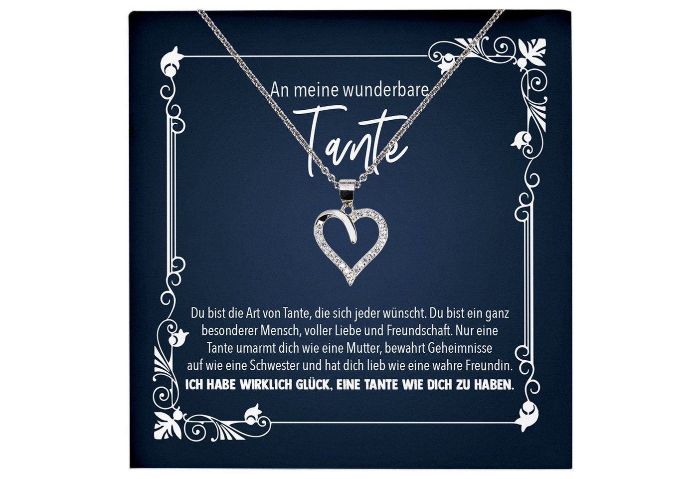 22Feels Schmuckset Tante Geschenk Geburtstag Weihnachten Frauen Schmuck Halskette Karte, Echt-Silber 925/000, Karte Made In Germany von 22Feels