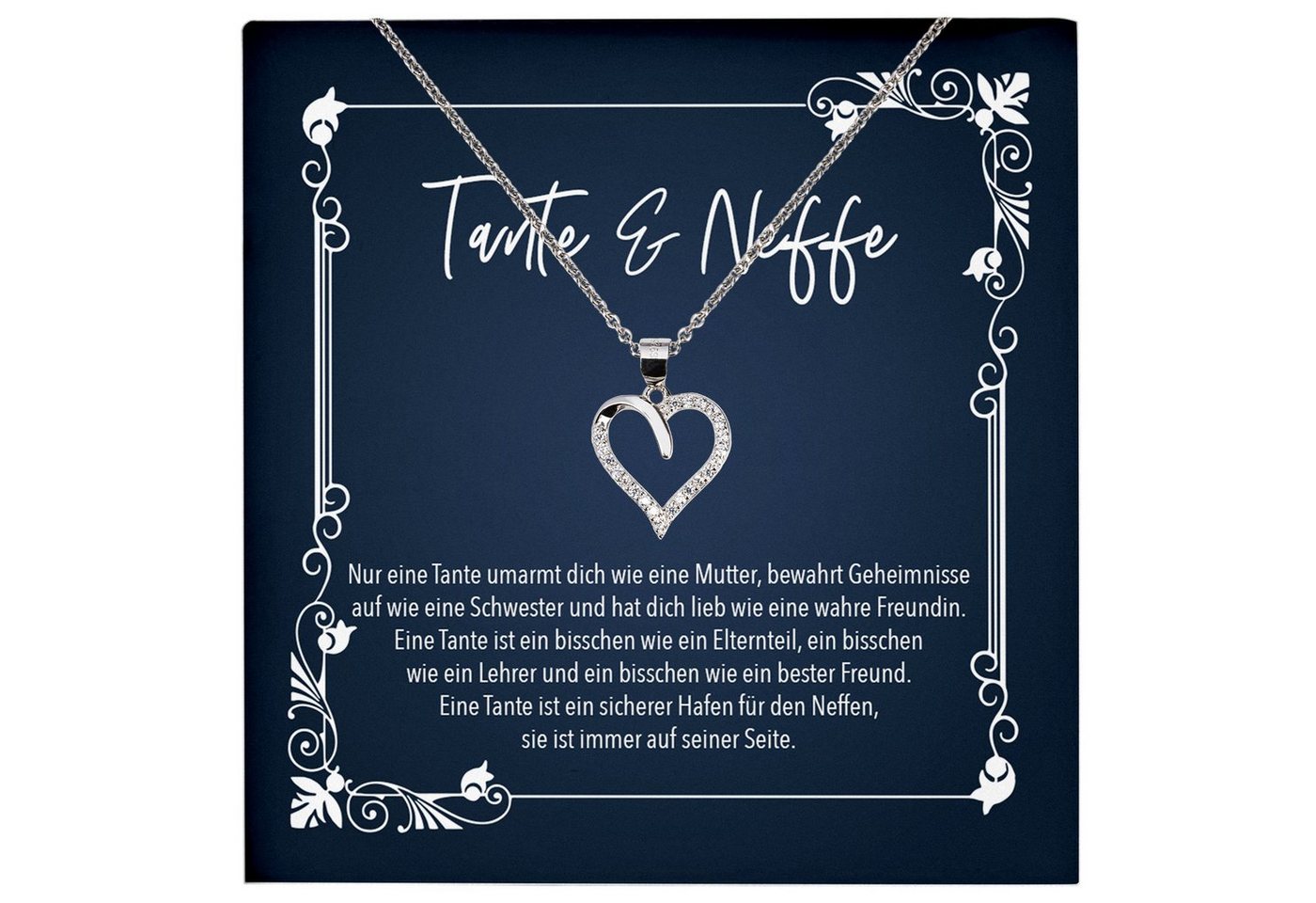 22Feels Schmuckset Tante Geschenk v. Neffe Geburtstag Weihnachten Frauen Halskette Karte, Echt-Silber 925/000, Karte Made In Germany von 22Feels