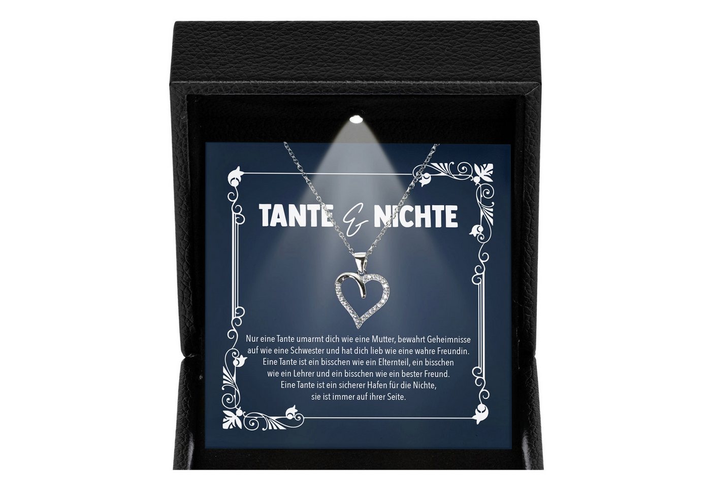 22Feels Schmuckset Tante Geschenk von Nichte Frauen Schmuck Herz Halskette Weihnachten (Geschenkset), Silber 925/000, Geschenkset Made In Germany, Premium Licht Etui von 22Feels