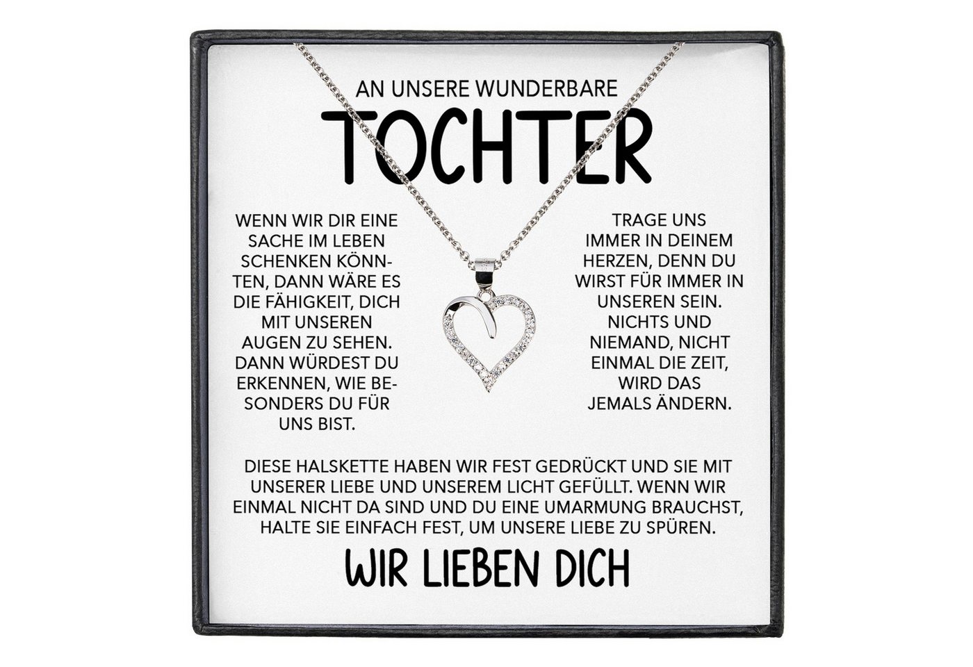 22Feels Schmuckset Tochter Geschenk Mädchen Frauen Schmuck Geburtstag Abi Herz Halskette (inkl. Geschenktasche, Karte, Poliertuch, Beutel), Echt-Silber 925/000, Karte Made In Germany von 22Feels