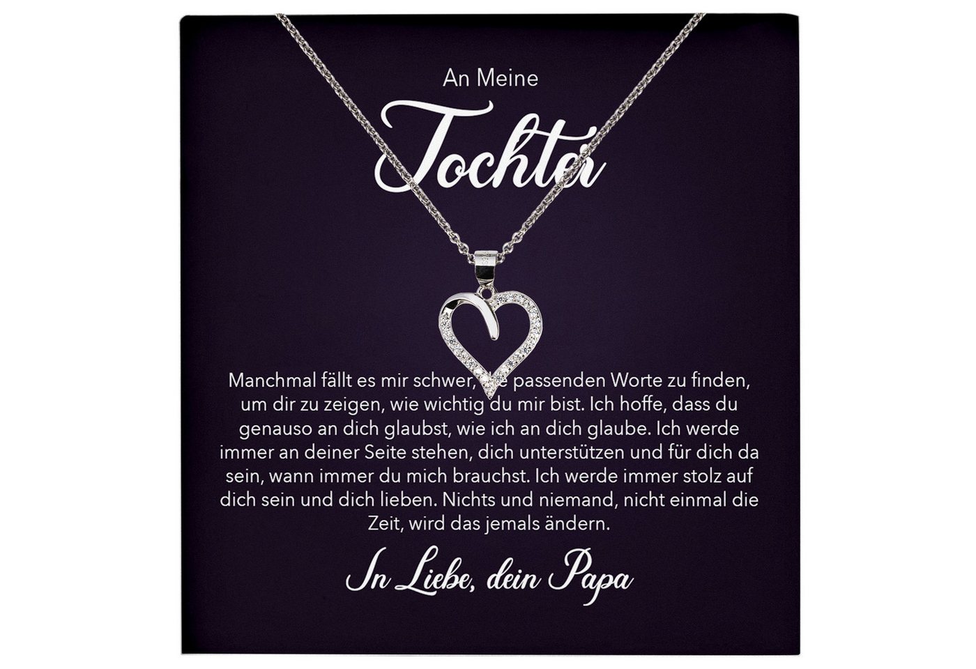 22Feels Schmuckset Tochter Geschenk von Papa Mädchen Frauen Schmuck Herz Halskette Abitur (inkl. Geschenktasche, Karte, Poliertuch, Beutel), Echt-Silber 925/000, Karte Made In Germany von 22Feels