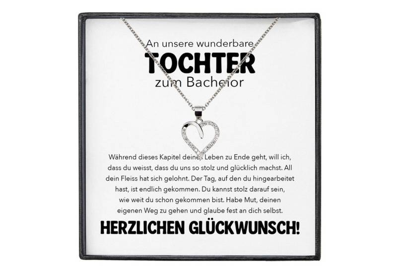 22Feels Schmuckset Tochter Geschenk zum Bachelor Hochschulabschluss Absolventenfeier Herz (inkl. Geschenktasche, Karte, Poliertuch, Beutel), Silber 925/000, Karte Made In Germany von 22Feels