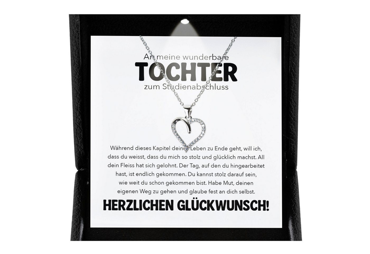 22Feels Schmuckset Tochter Geschenk zum Hochschulabschluss Universität Absolventenfeier (inkl. Geschenktasche, Karte, Poliertuch, Beutel), Premium Licht Etui, Silber 925/000, Karte Made In Germany von 22Feels