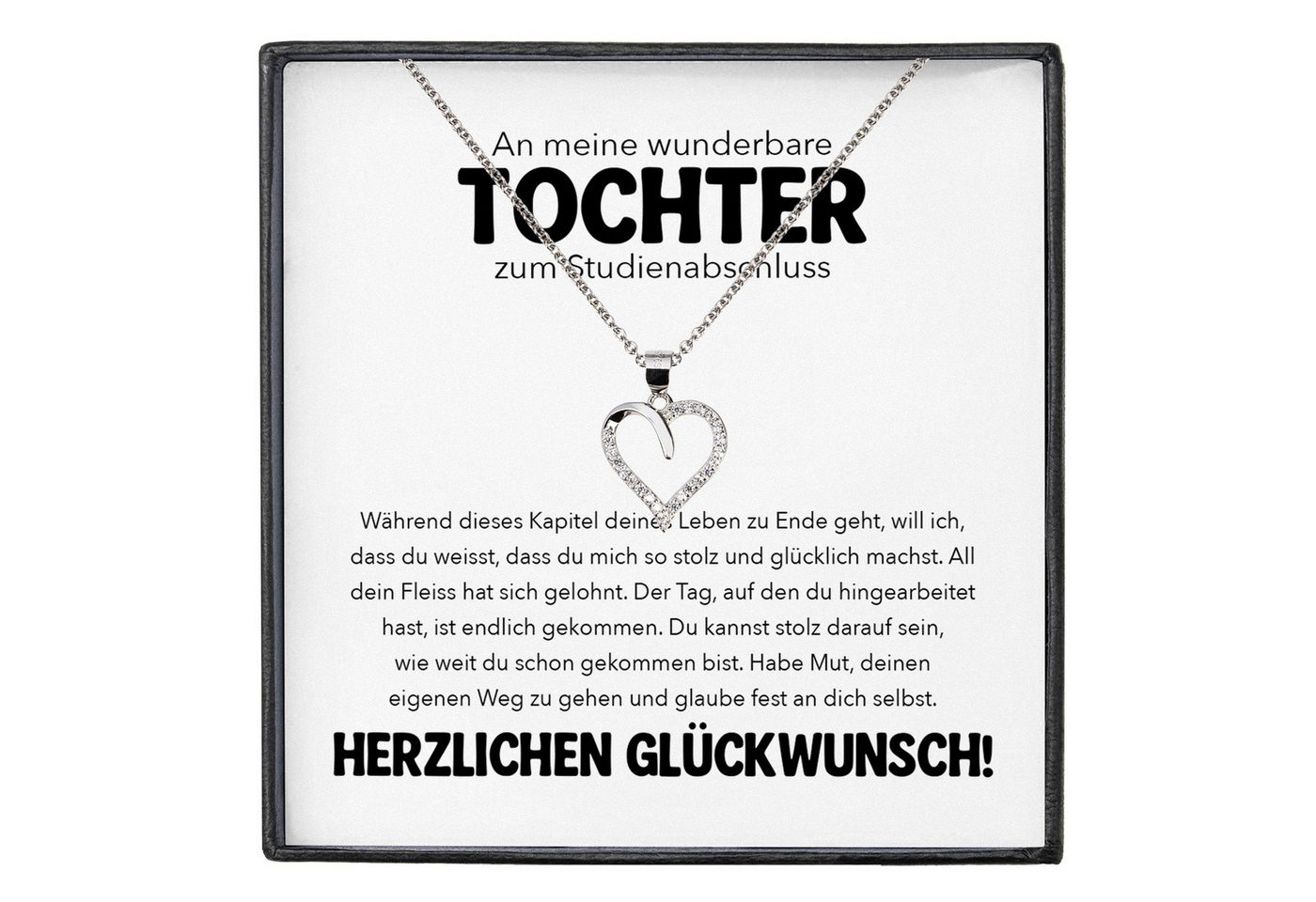 22Feels Schmuckset Tochter Geschenk zum Hochschulabschluss Universität Absolventenfeier (inkl. Geschenktasche, Karte, Poliertuch, Beutel), Silber 925/000, Karte Made In Germany von 22Feels