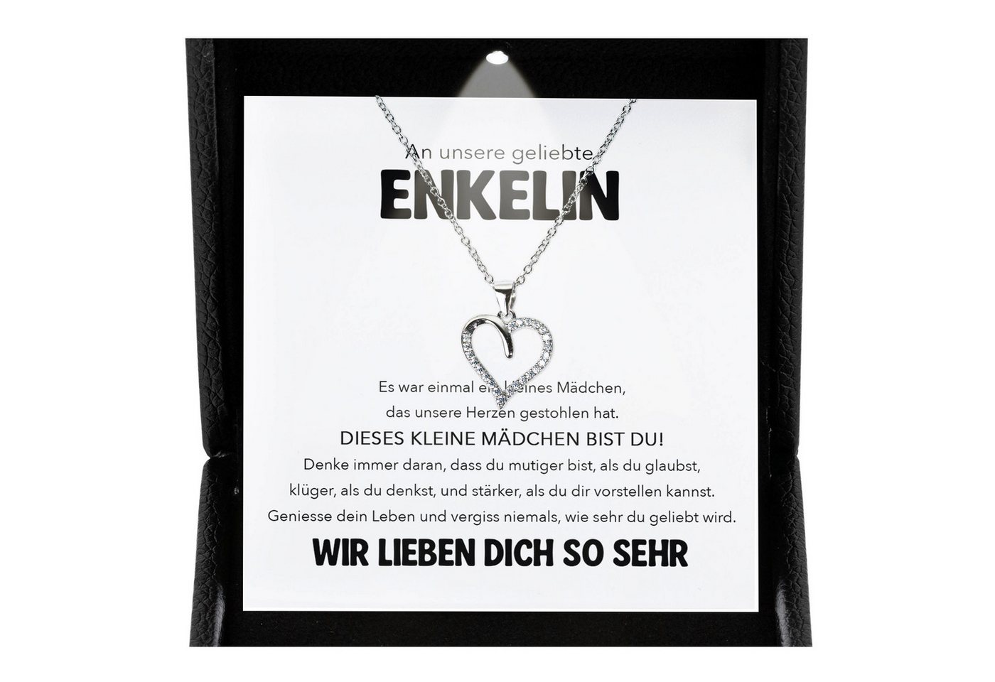 22Feels Schmuckset Unsere Enkelin Geschenk von Oma Opa Herz Halskette Mädchen Frauen (inkl. Geschenktasche, Karte, Poliertuch, Beutel), Premium Licht Etui, Silber 925/000, Karte Made In Germany von 22Feels