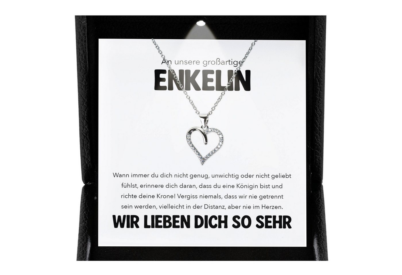 22Feels Schmuckset Unsere Enkelin Geschenk von Oma Opa Herz Halskette Mädchen Frauen (inkl. Geschenktasche, Karte, Poliertuch, Beutel), Premium Licht Etui, Silber 925/000, Karte Made In Germany von 22Feels
