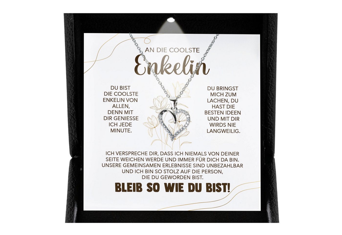 22Feels Schmuckset Unsere Enkelin Geschenk von Oma Opa Herz Halskette Mädchen Frauen (inkl. Geschenktasche, Karte, Poliertuch, Beutel), Premium Licht Etui, Silber 925/000, Karte Made In Germany von 22Feels