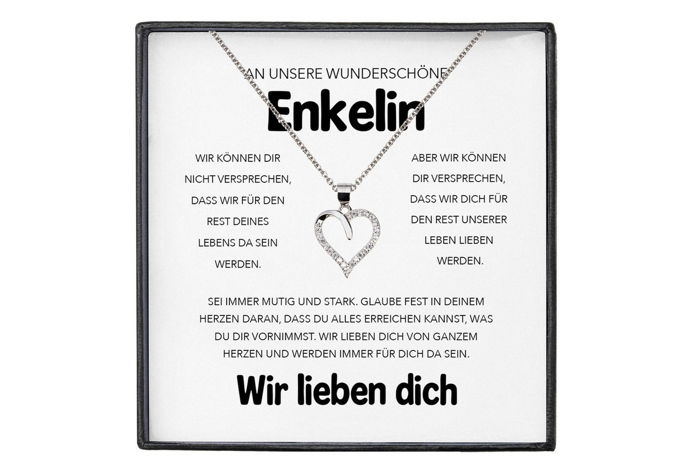 22Feels Schmuckset Unsere Enkelin Geschenk von Oma Opa Herz Halskette Mädchen Frauen (inkl. Geschenktasche, Karte, Poliertuch, Beutel), Silber 925/000, Karte Made In Germany von 22Feels