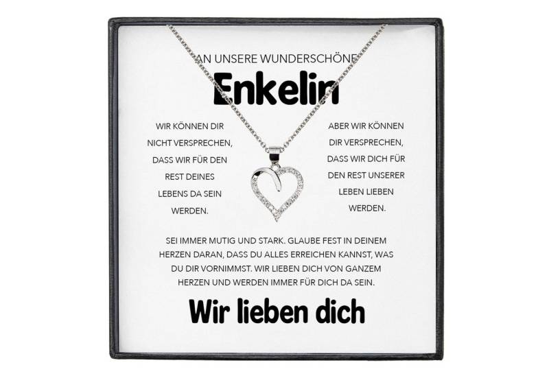 22Feels Schmuckset Unsere Enkelin Geschenk von Oma Opa Herz Halskette Mädchen Frauen (inkl. Geschenktasche, Karte, Poliertuch, Beutel), Silber 925/000, Karte Made In Germany von 22Feels